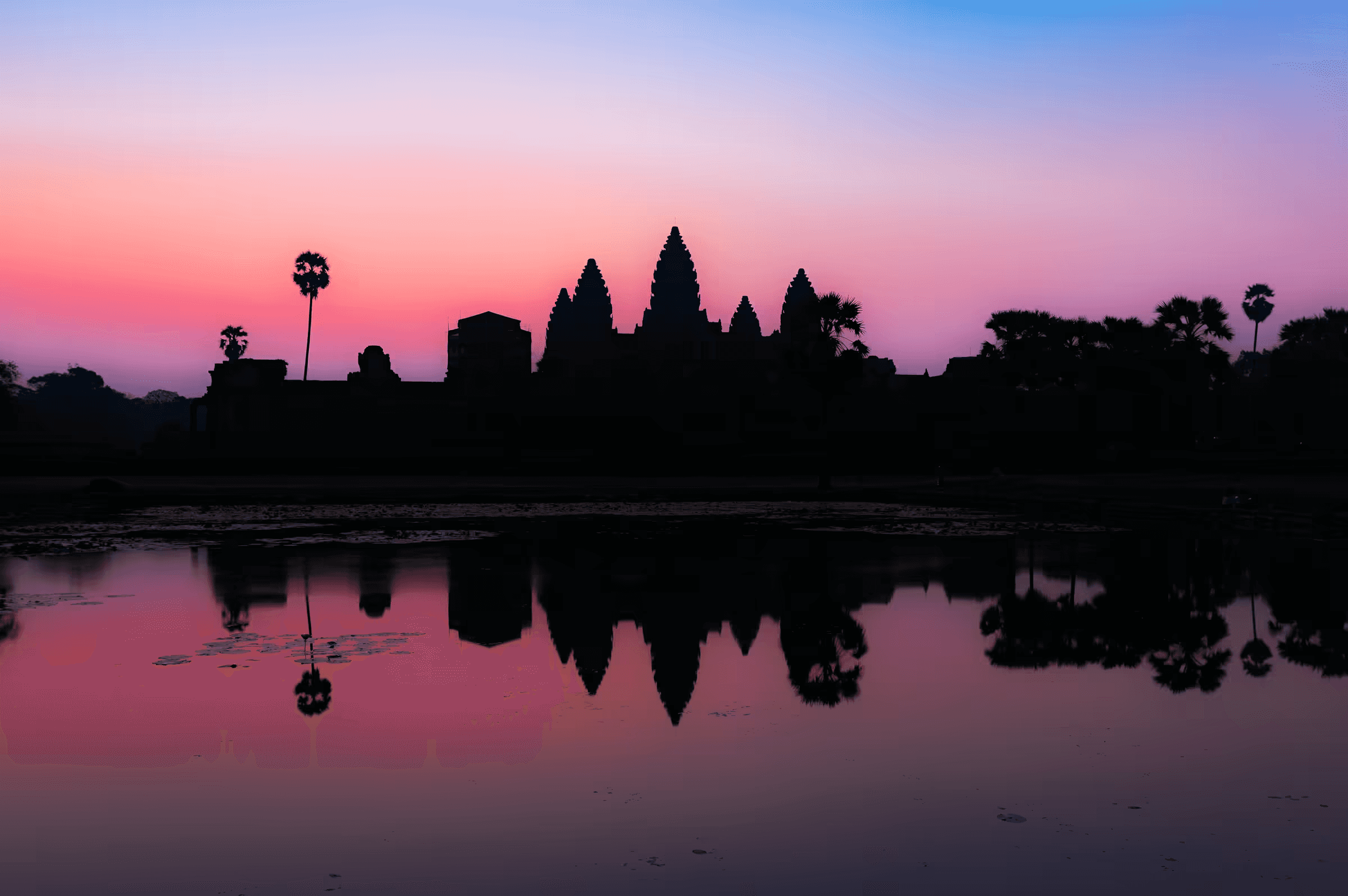 Angkor Dawn Reflection Temple Sunrise in Siem Reap.
