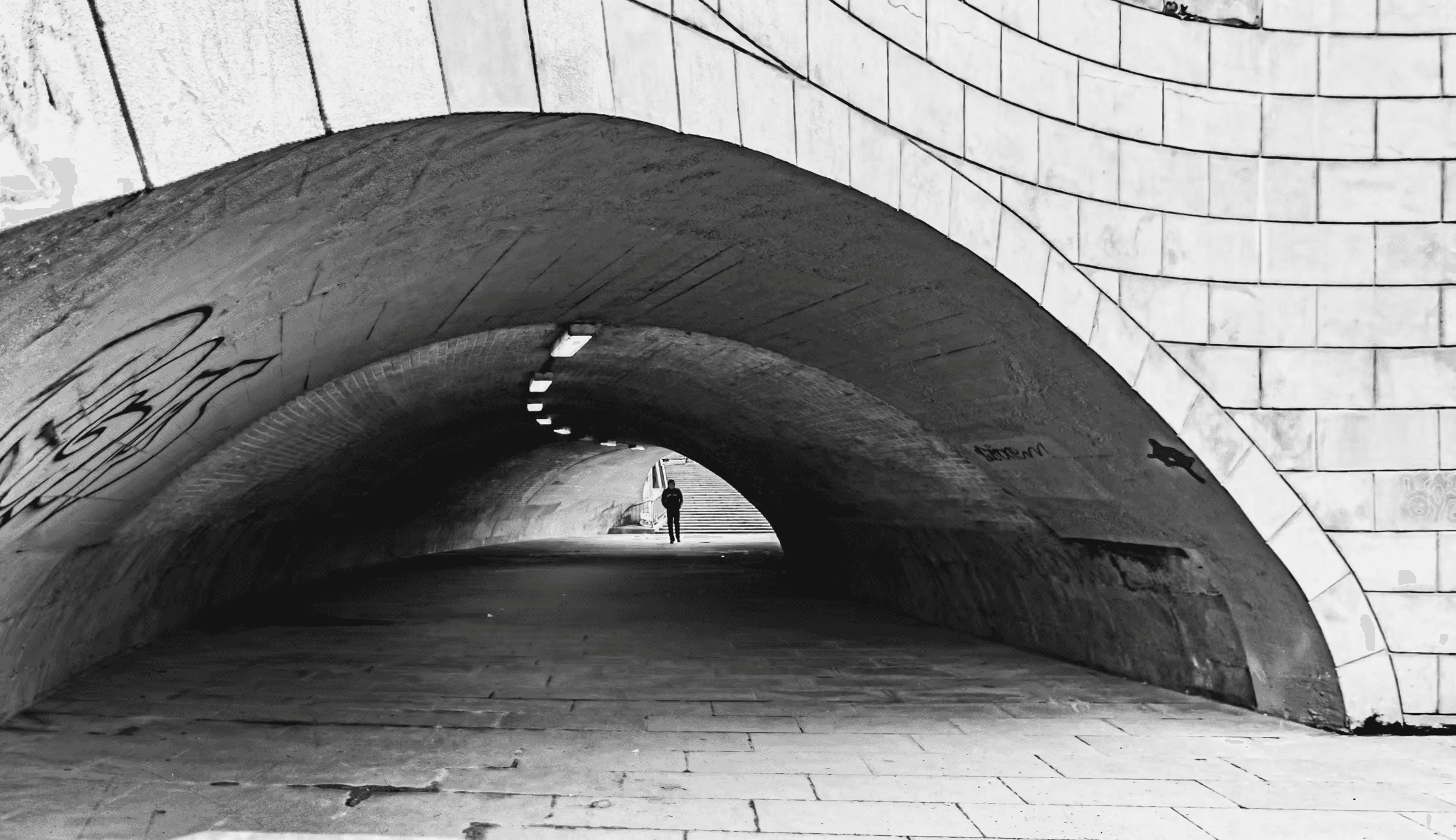 Urban Passageway in Monochrome Urban Passageway in Berlin in architectural light in monochrome.