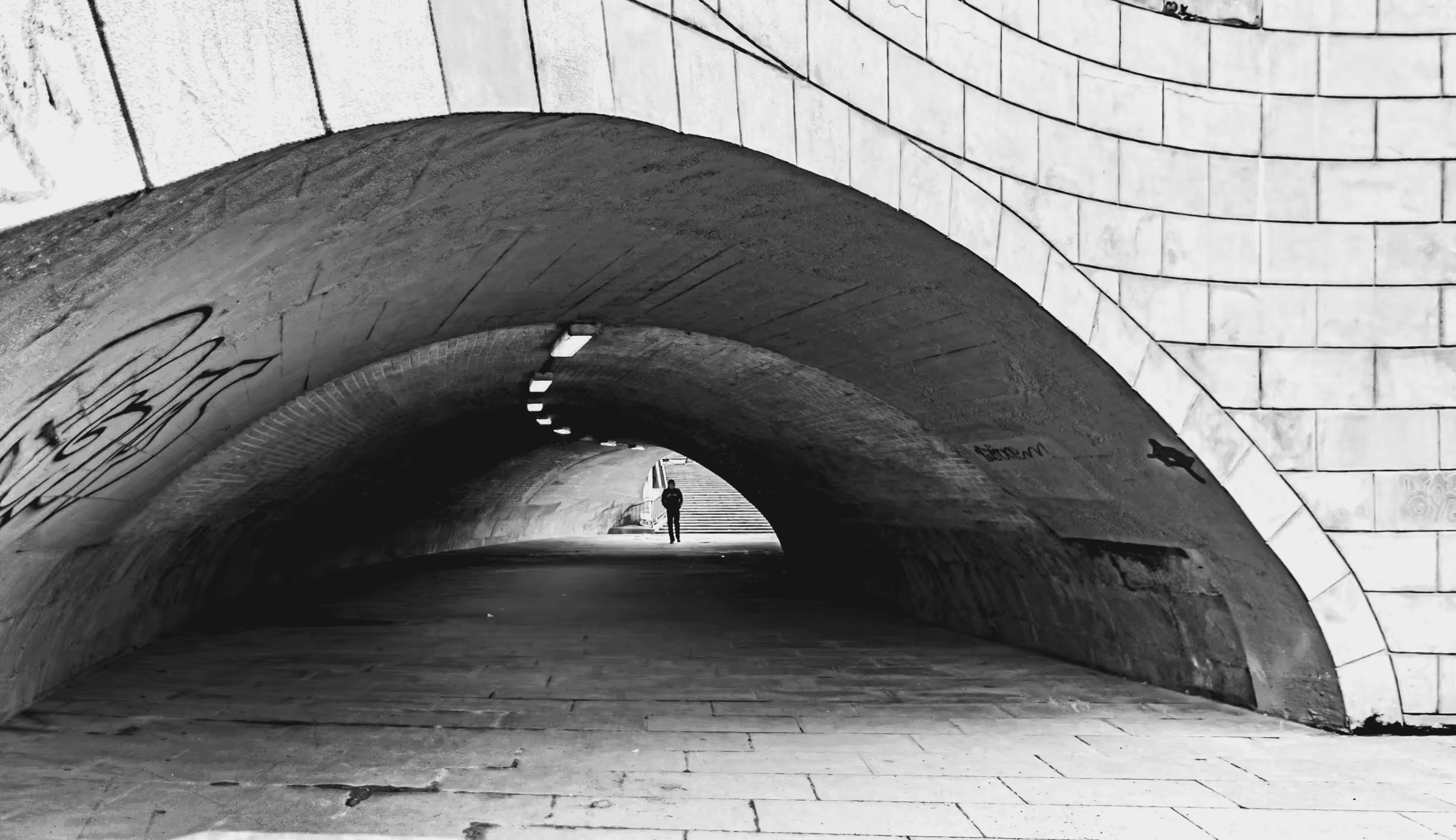 Urban Passageway in Monochrome Urban Passageway in Berlin in architectural light in monochrome.