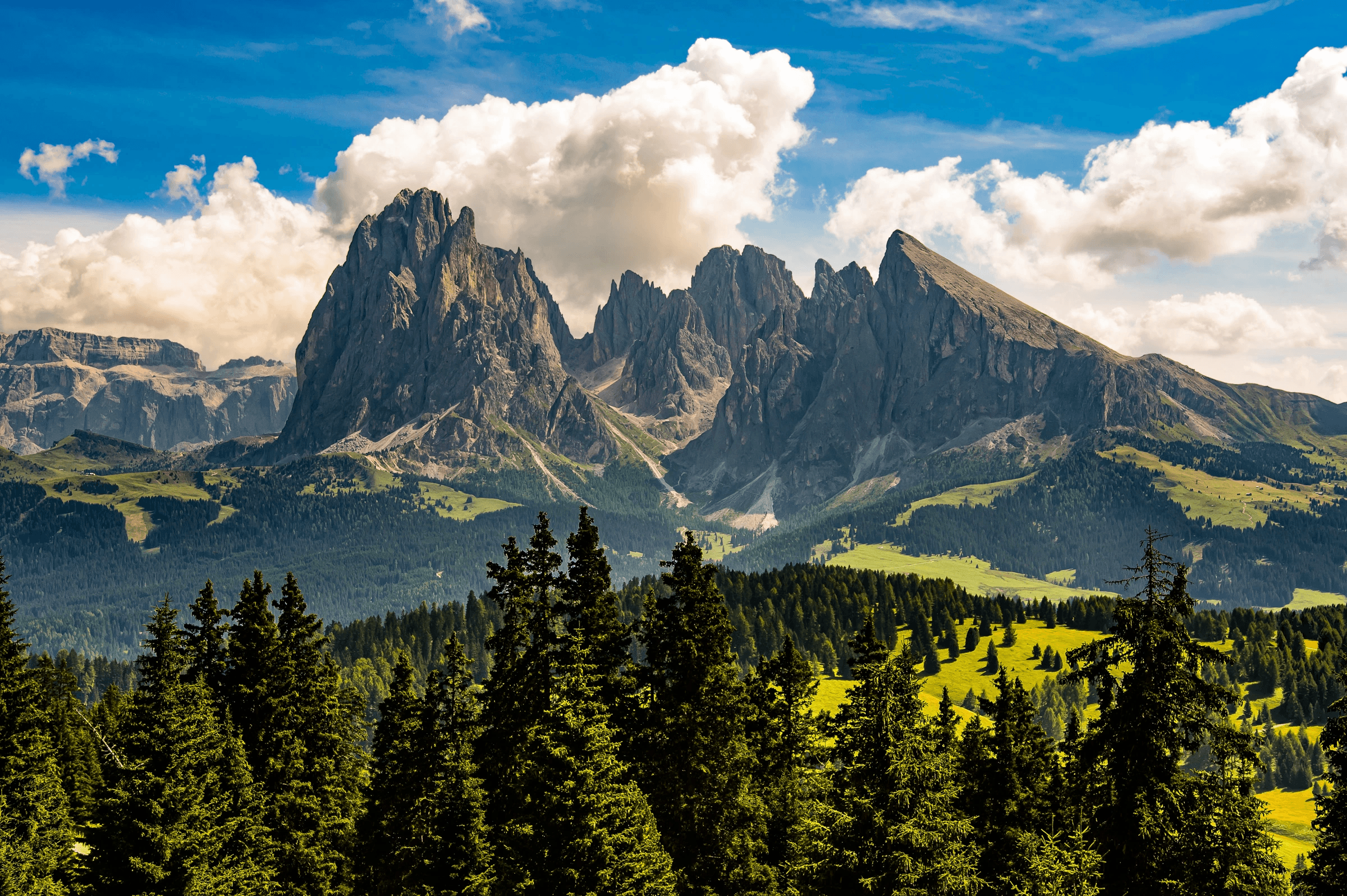 Dolomites Majesty: Langkofel View Landscape view of dolomites langkofel mountain color.