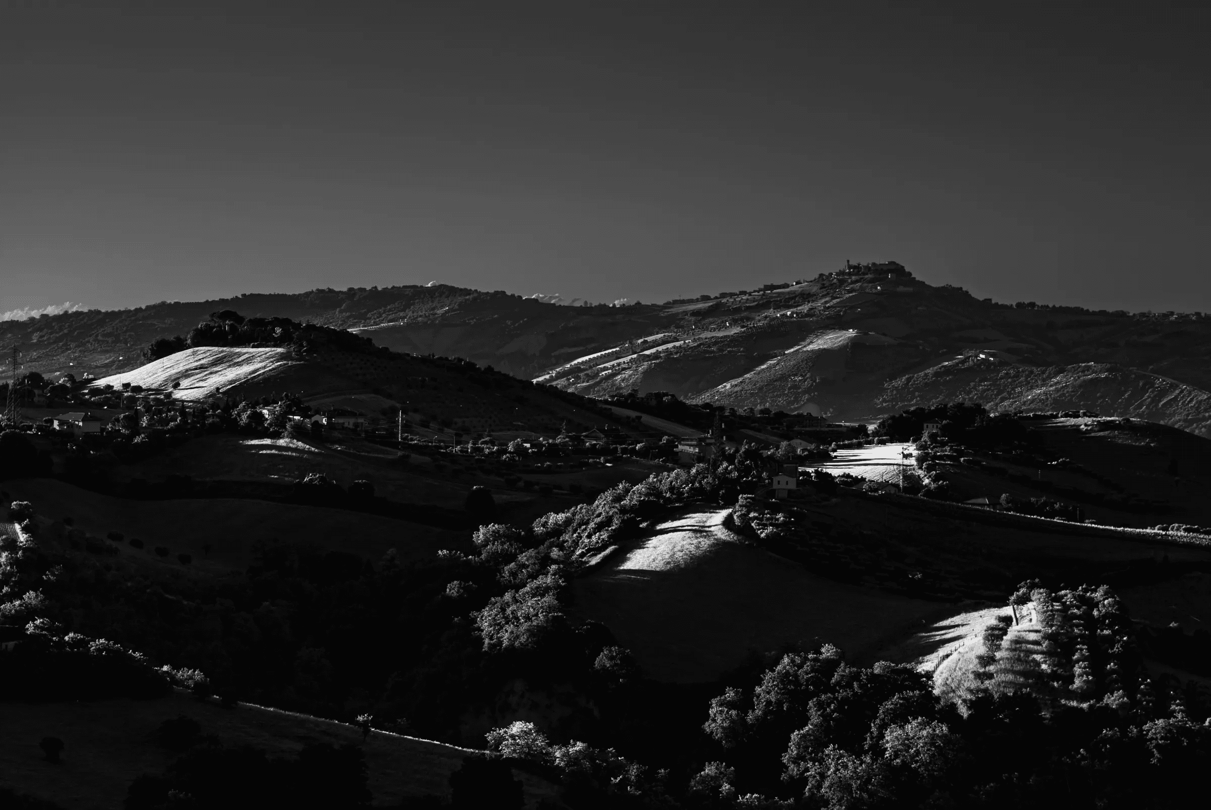 Shadows Sculpt the Italian Hills Italian Hills in View towards Colonnella.