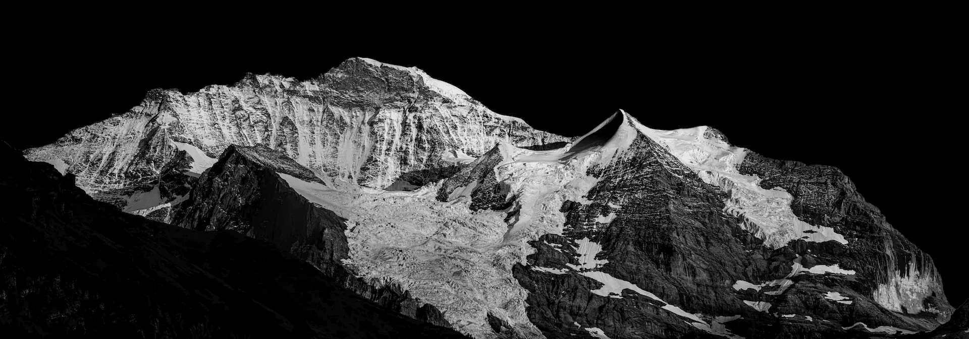 Jungfrau's Stark Majesty Jungfrau mountain in the Swiss Alps, viewed from Wengen.
