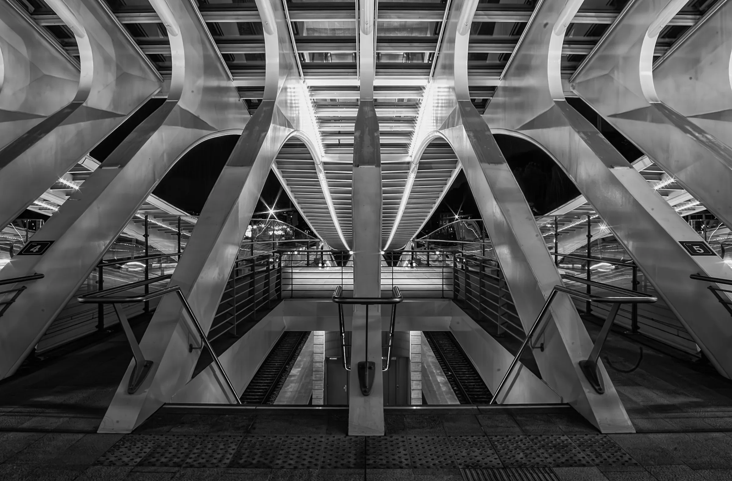 Liege Interior Symmetry in Liège-Guillemins Station.