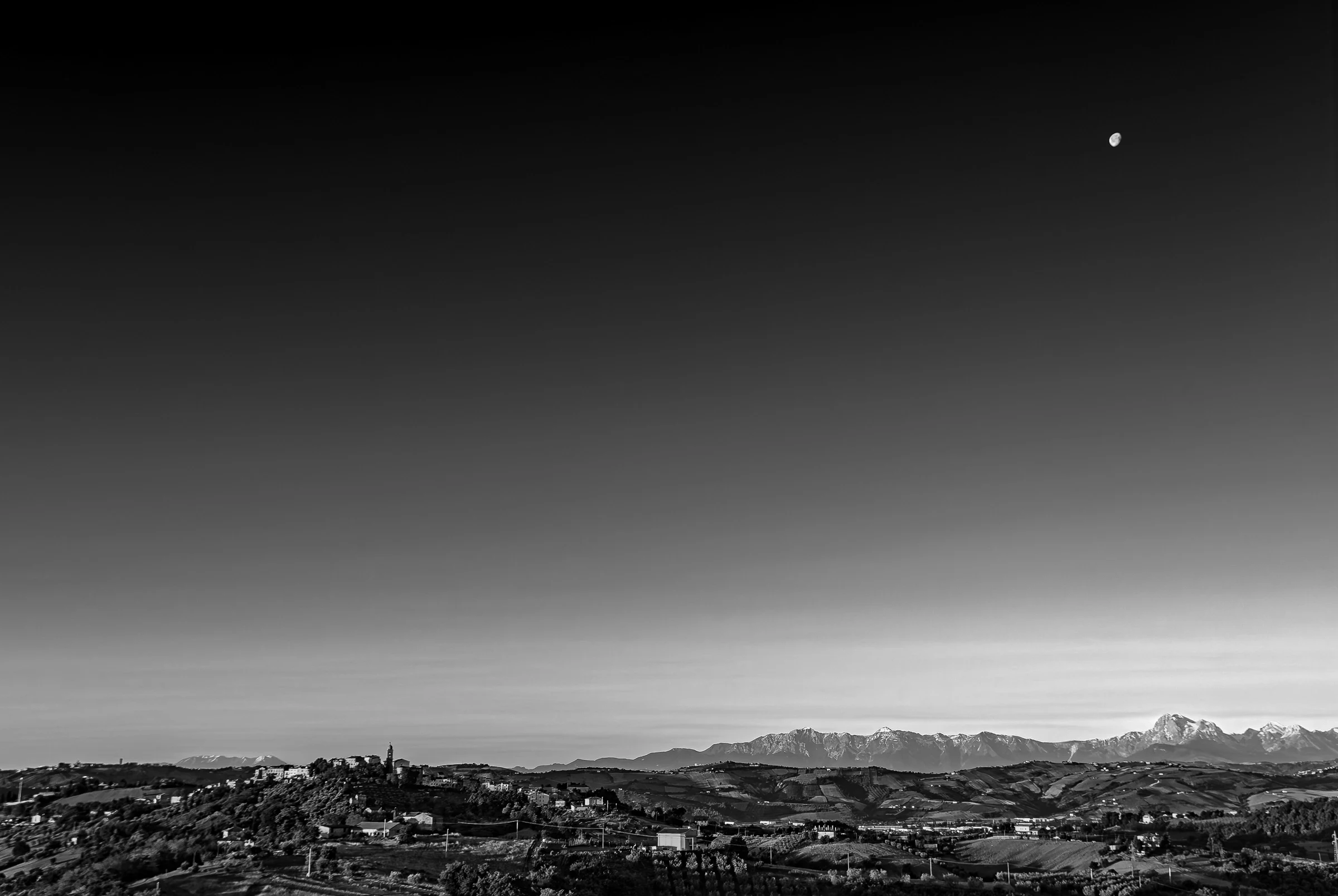 Moonrise Over Gran Sasso in Monsampolo del Tronto.