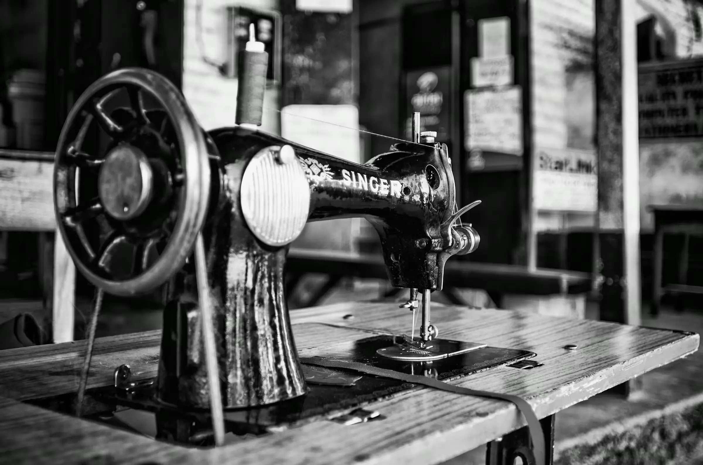 Botswana Stitch in Time A vintage Singer sewing machine in Botswana.