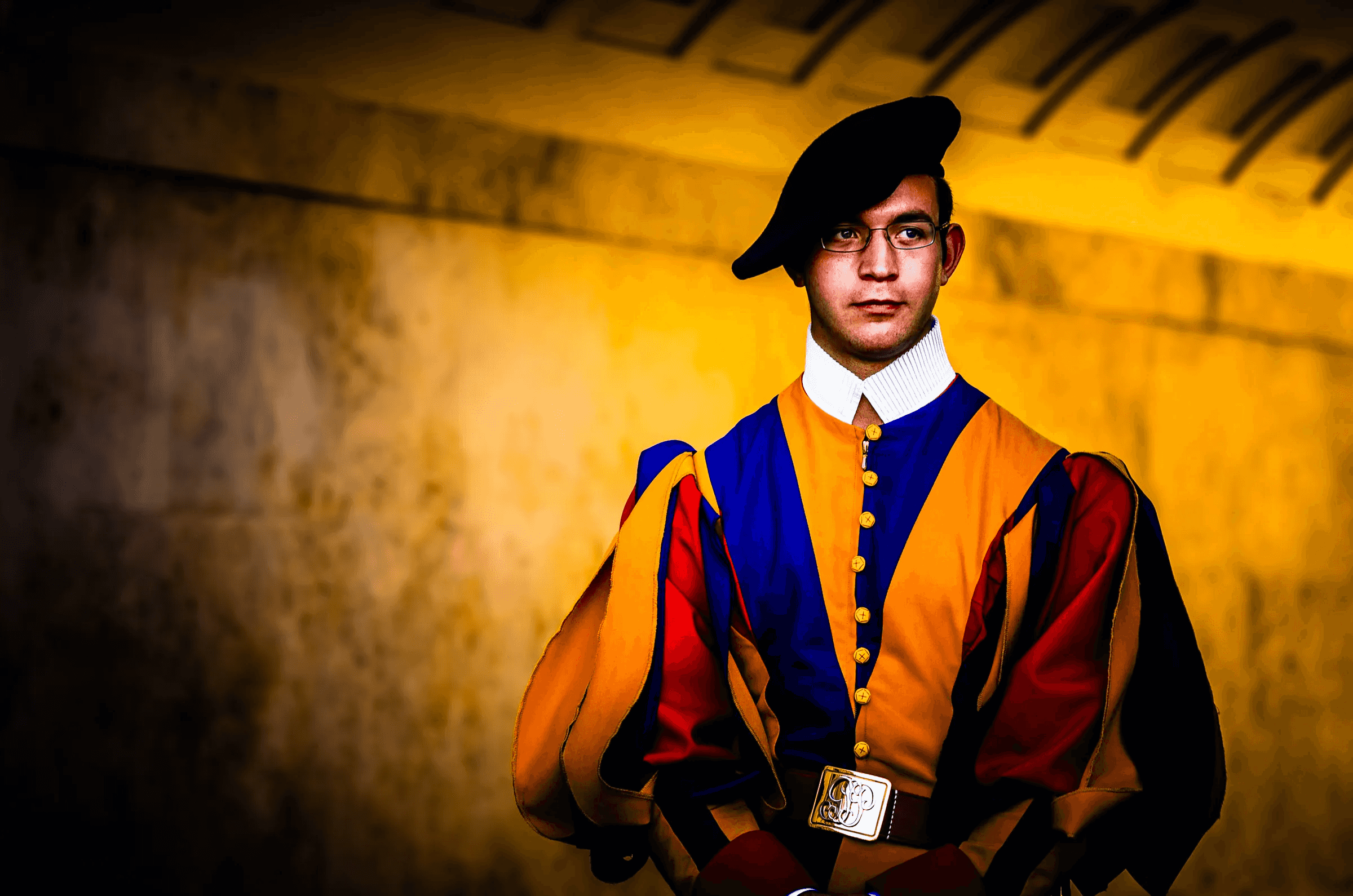 Swiss Guard Portrait Swiss Guard Color in Vatican City.