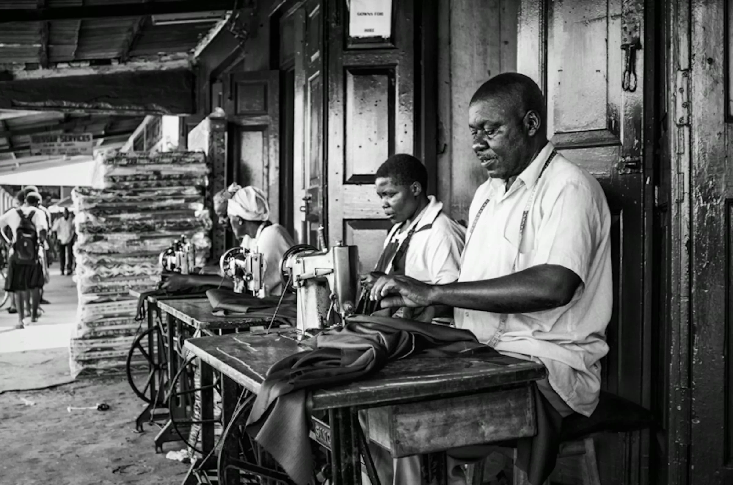 Scene of Craftsmanship in daily life in monochrome.