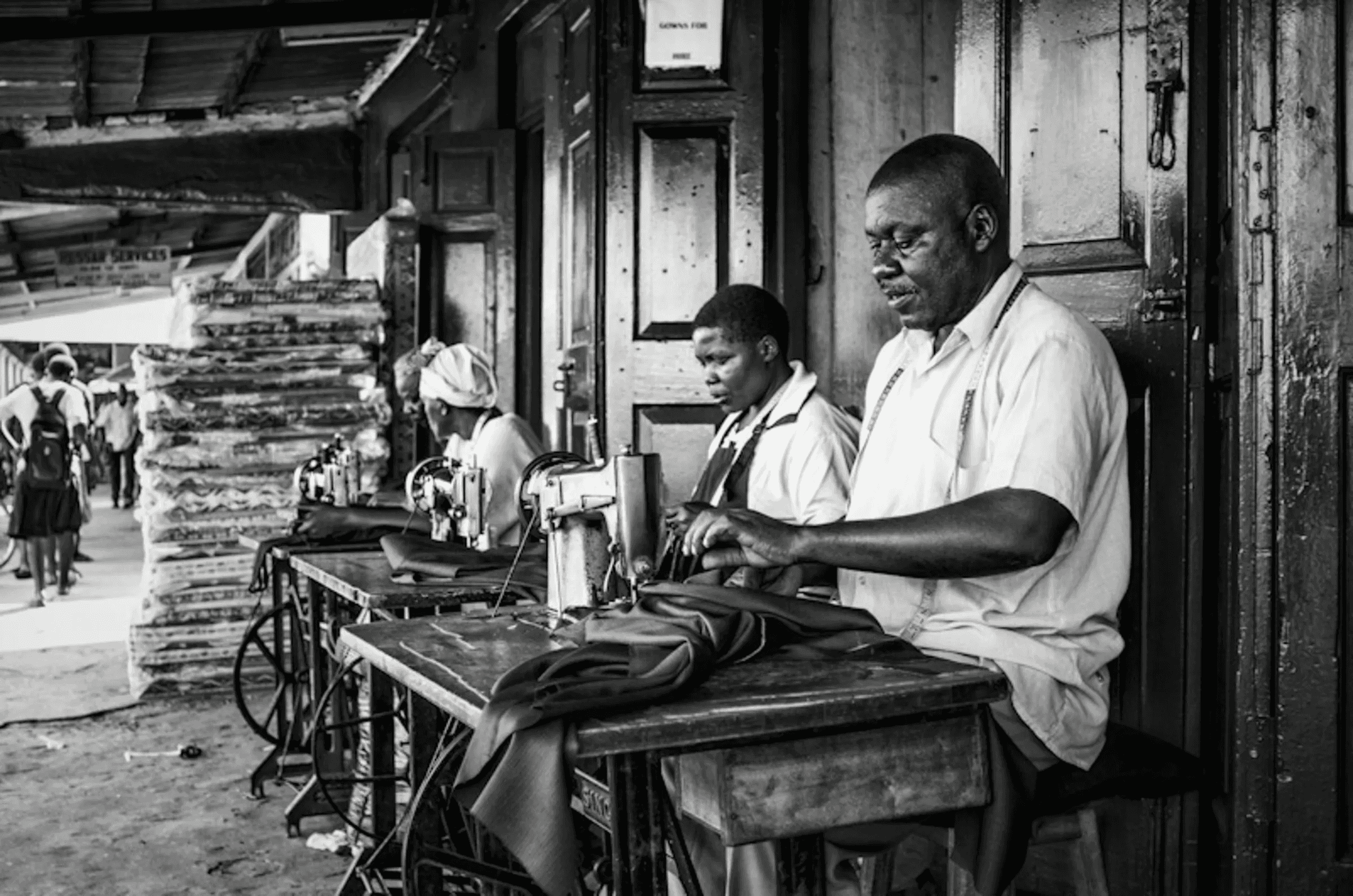 Scene of Craftsmanship in daily life in monochrome.