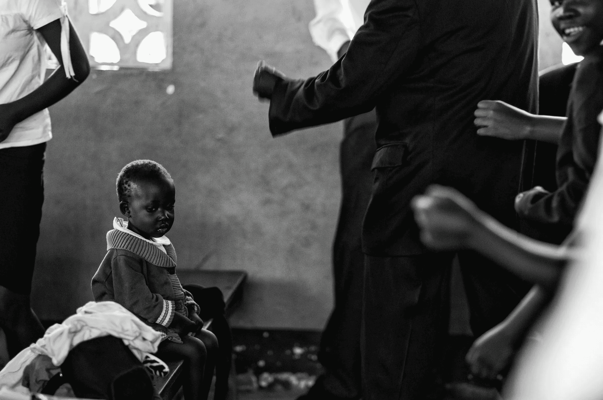 Scene from in a quiet portrait in Uganda in monochrome.