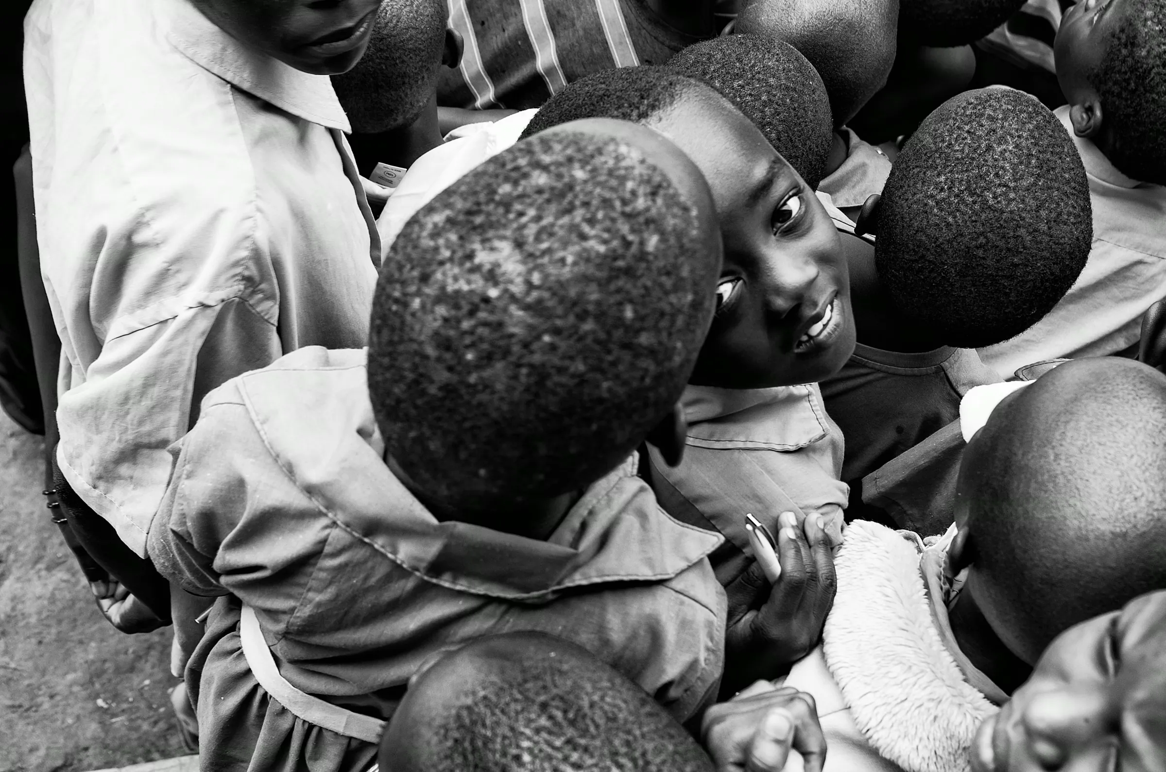 Scene from in Uganda in daily life in monochrome.